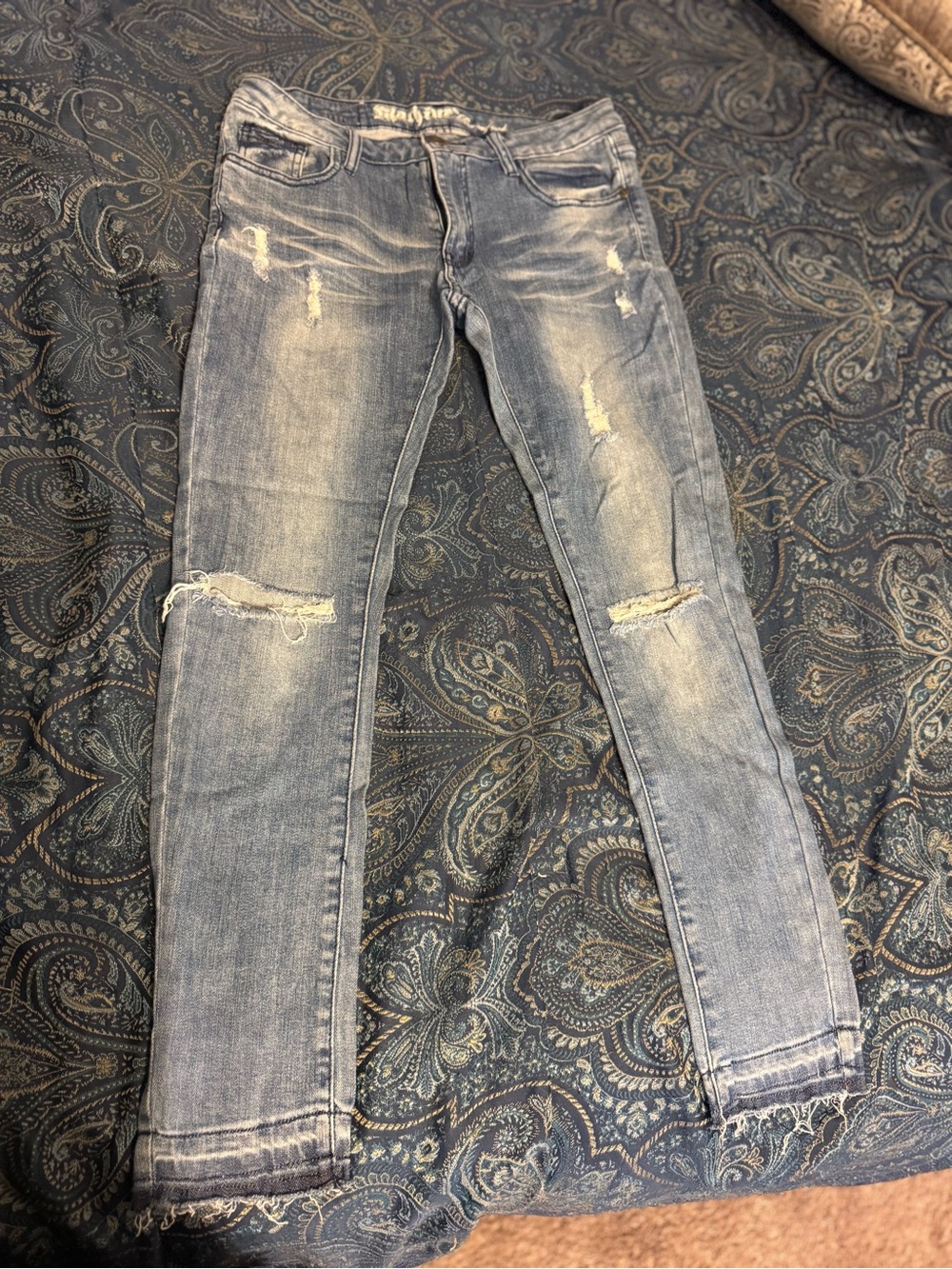 Light Blue Distressed girls Slim Jeans junior size